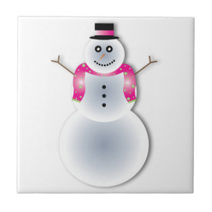 creepy christmas snowman tile
