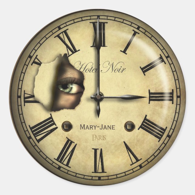 Creepy Clock Personalized Classic Round Sticker (Front)