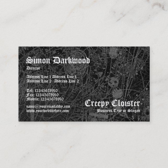Creepy Cloister 02 - Abstact Tex - Black Business Card (Front)