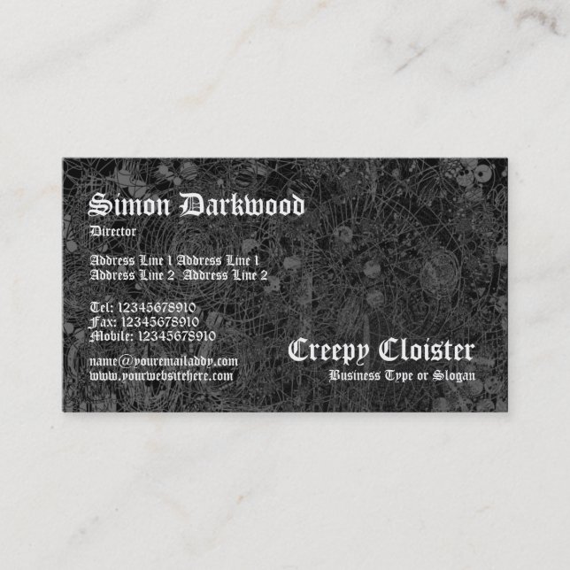 Creepy Cloister 03 - Abstact Tex - Black Business Card (Front)