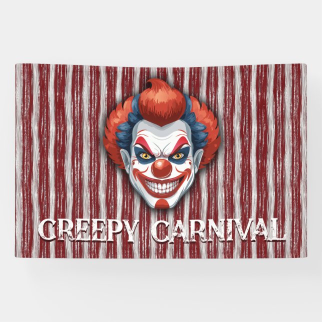 Creepy Clown Carnival Halloween Banner (Horizontal)