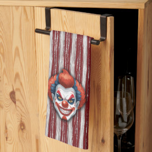 Creepy Clown Carnival Halloween Kitchen Towel