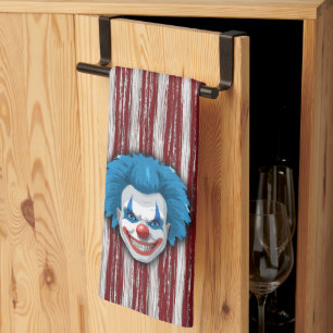 Creepy Clown Carnival Halloween Kitchen Towel