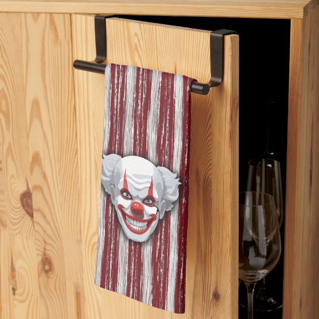 Creepy Clown Carnival Halloween Kitchen Towel (Thirds Fold)