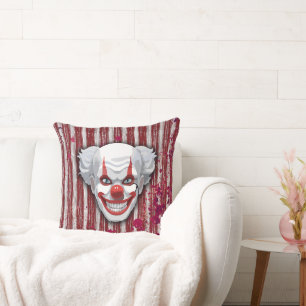 Creepy Clown Carnival Halloween Throw Pillow