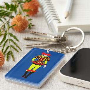 creepy clown girl circus side show freaks art keychain