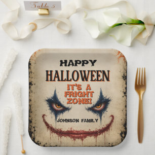 Creepy Clown Halloween Costume Party Spooky Paper Plate
