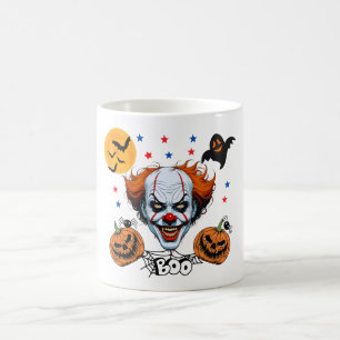 Creepy Clown Halloween Scene with Pumpkins Coffee Mug
