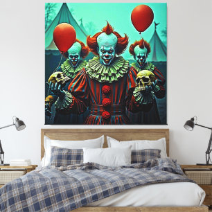 Creepy Clown Horror Scene Design Canvas Print