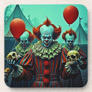 Creepy Clown Horror Scene Design Coaster