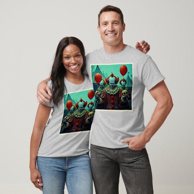 Creepy Clown Horror Scene Design T-Shirt (Unisex)