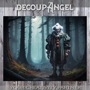 Creepy Clown in the Shadows - Decoupage Tissue Paper