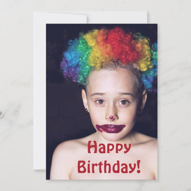 Creepy Clown Kid Happy Birthday Card (Front)