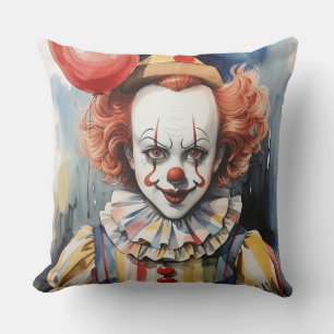 Creepy Clown Throw Pillow