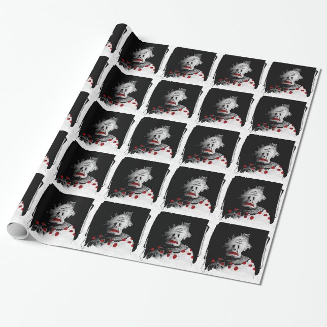 Creepy clown wrapping paper (Unrolled)