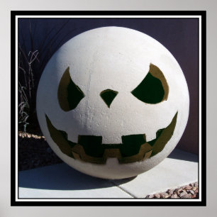 Creepy Concrete Carved Pumpkin Poster