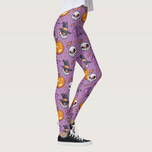 Creepy Cool Cartoon Halloween (Lilac) Leggings