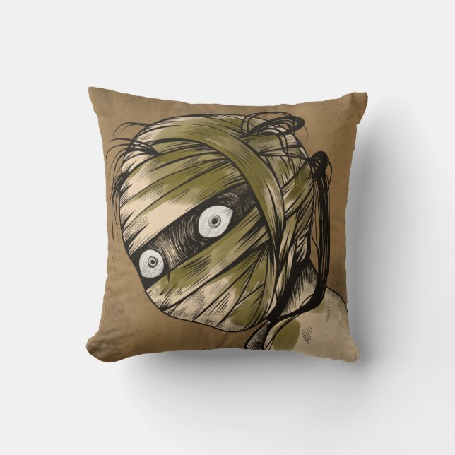 Creepy Cool Mummy Monster Girl Zombie Throw Pillow (Front)