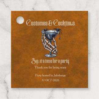 Creepy Costumes Cocktails Orange Halloween party Favour Tags