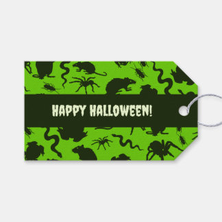 Creepy Crawlies Happy Halloween! Black Pattern Gift Tags
