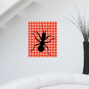 Creepy Crawly Ant Plaid Tablecloth Original Art Poster