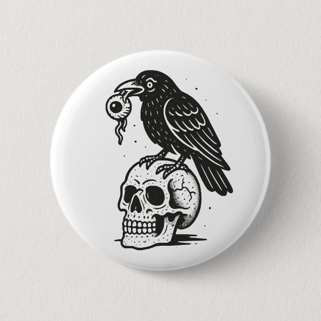 Creepy Crow 2 Inch Round Button (Front)