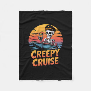 Creepy Cruise Retro Stingray Halloween Vacation  Fleece Blanket
