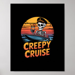 Creepy Cruise Retro Stingray Halloween Vacation  Poster