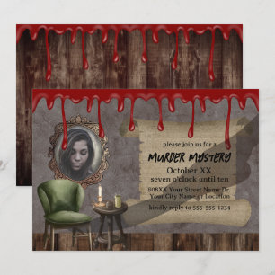 Creepy Custom Photo Murder Mystery Halloween Party Invitation