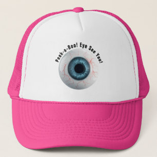 Creepy customizable Peek-a-Boo! Eye See You! Trucker Hat