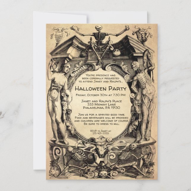 Creepy Customizable Vintage Style Invitation (Front)