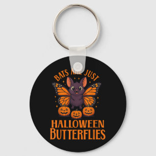 Creepy Cute Bat Halloween Butterfly with Pumpkins Keychain