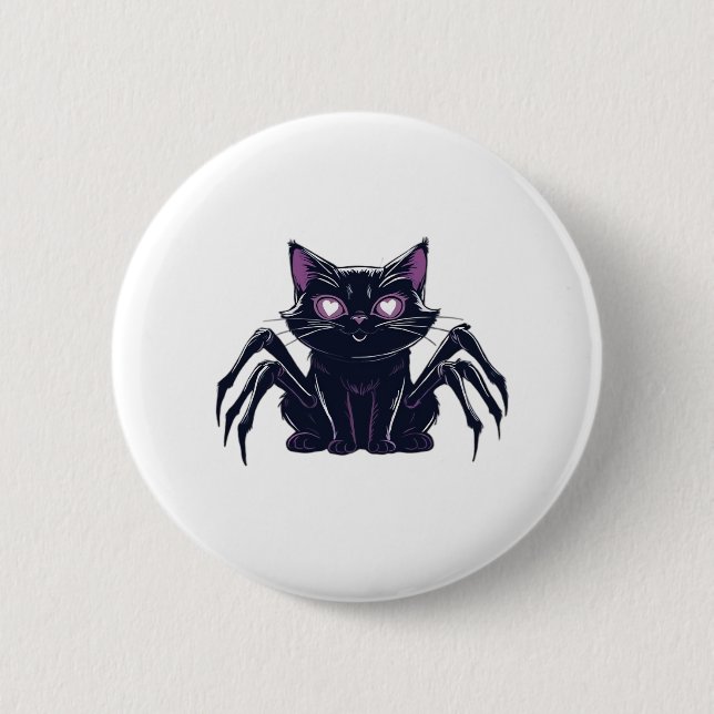 Creepy Cute Cat – Spider Legs & Heart Eyes Classic 2 Inch Round Button (Front)