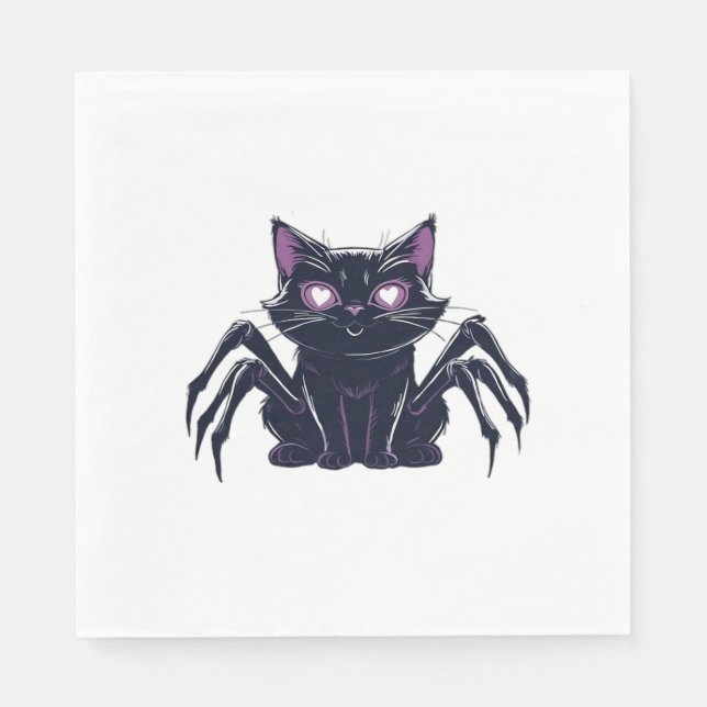 Creepy Cute Cat – Spider Legs & Heart Eyes Oversiz Napkin (Front)