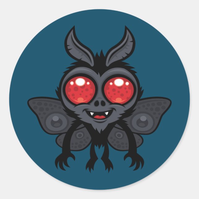 Creepy Cute Cryptid Mothman Monster Classic Round Sticker (Front)