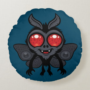 Creepy Cute Cryptid Mothman Monster Round Pillow