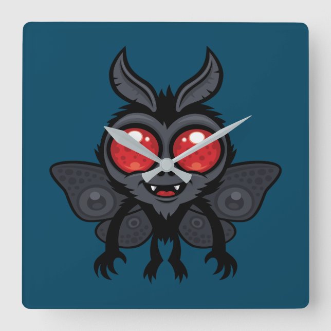 Creepy Cute Cryptid Mothman Monster Square Wall Clock (Front)