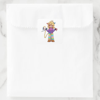 Creepy Cute Demon Angel Girl Knife Dark Character Square Sticker