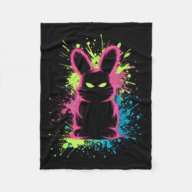 Creepy Cute Goth Bunny Horror Rabbit Sketch Alt Ng Fleece Blanket (Front)