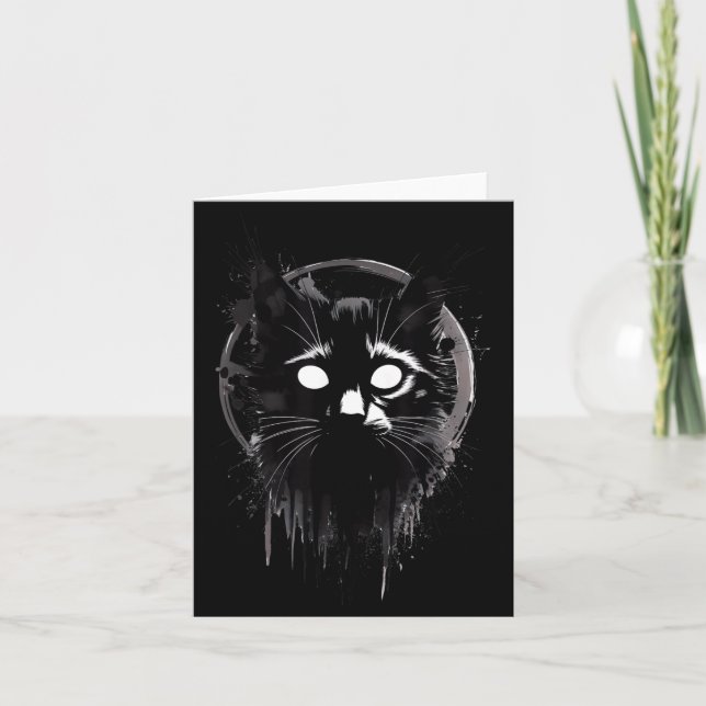 Creepy Cute Goth Cat Horror Kitty Sketch Alt Nge E Card (Front)