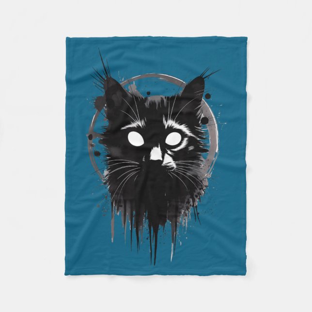 Creepy Cute Goth Cat Horror Kitty Sketch Alt Nge E Fleece Blanket (Front)