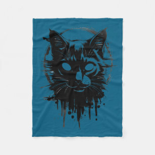 Creepy Cute Goth Cat Horror Kitty Sketch Alt Nge E Fleece Blanket