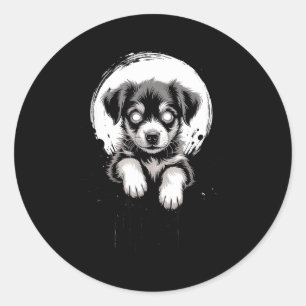 Creepy Cute Goth Dog Horror Puppy Sketch Alt Nge E Classic Round Sticker
