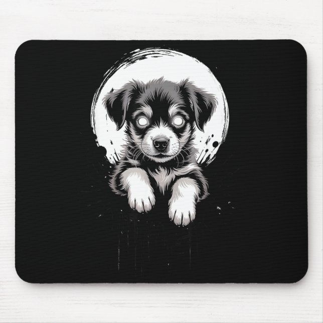 Creepy Cute Goth Dog Horror Puppy Sketch Alt Nge E Mouse Pad (Front)