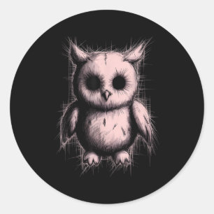Creepy Cute Goth Owl Horror Sketch Alt Nge Evil  Classic Round Sticker
