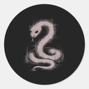 Creepy Cute Goth Python Horror Snake Sketch Alt Ng Classic Round Sticker