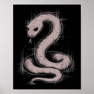 Creepy Cute Goth Python Horror Snake Sketch Alt Ng Poster