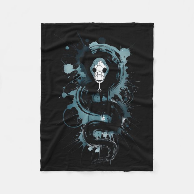 Creepy Cute Goth Snake Horror Snake Sketch Alt Nge Fleece Blanket (Front)