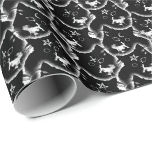 Creepy cute gothic kitten satanic witchcraft wrapping paper