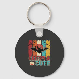 Creepy Cute Halloween Bat Retro Graphic Keychain